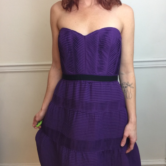 BCBGMAXAZRIA Purple Strapless A-Line Skater Dress - Picture 7 of 8